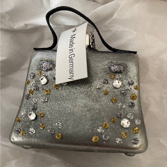 Elegant Silver Gray Handbag w/  Crystal Accents Christmas Ornament Neiman Marcus - Picture 3 of 6
